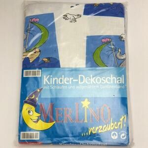 German nursery baby room curtains blue elephant in a boat with fish‎ 135x180 cm
